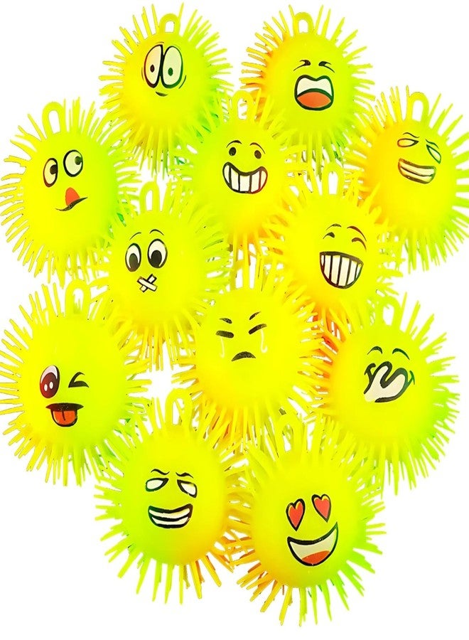 Munmoll Light Up Rubber Smiley Ball with Flashing Lights Puffer Balls Pack of 2 Soft Squeeze Stress Relief Fidget Toys for Kids and Adults Children Birthday Party Favors Emoticon Puffer Ball Toy - Image 1